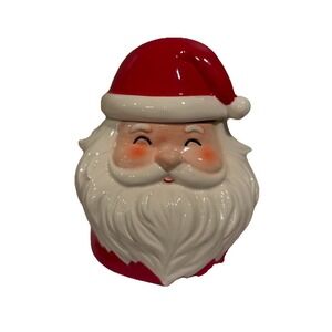 New Santa Claus Head Cookie Jar Christmas Holiday Ceramic Hand Painted